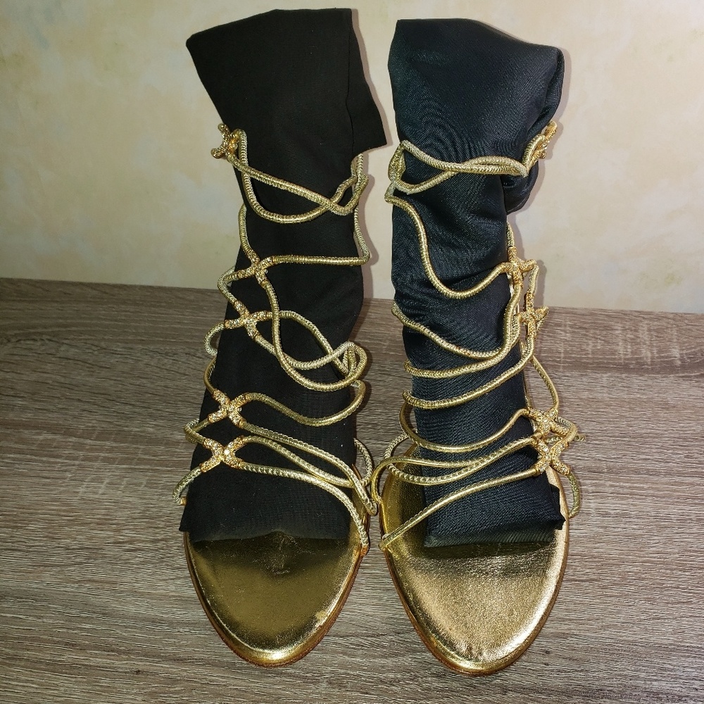 Giuseppe Zanoti gold open toe sandal heels
